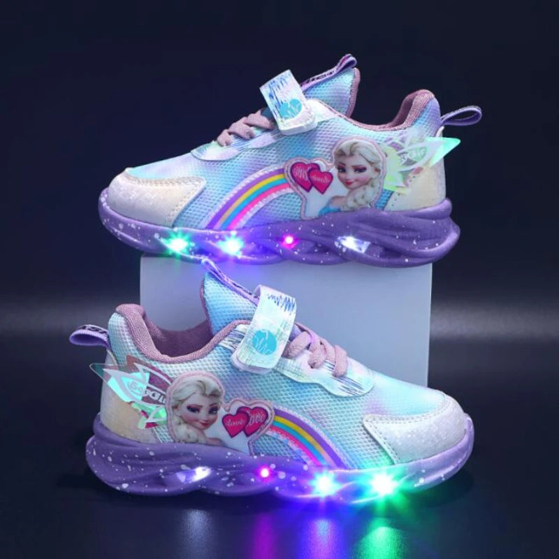 Magical Disney LED Casual Sneakers Lighted Elsa Princess Print For Girls - ToylandEU
