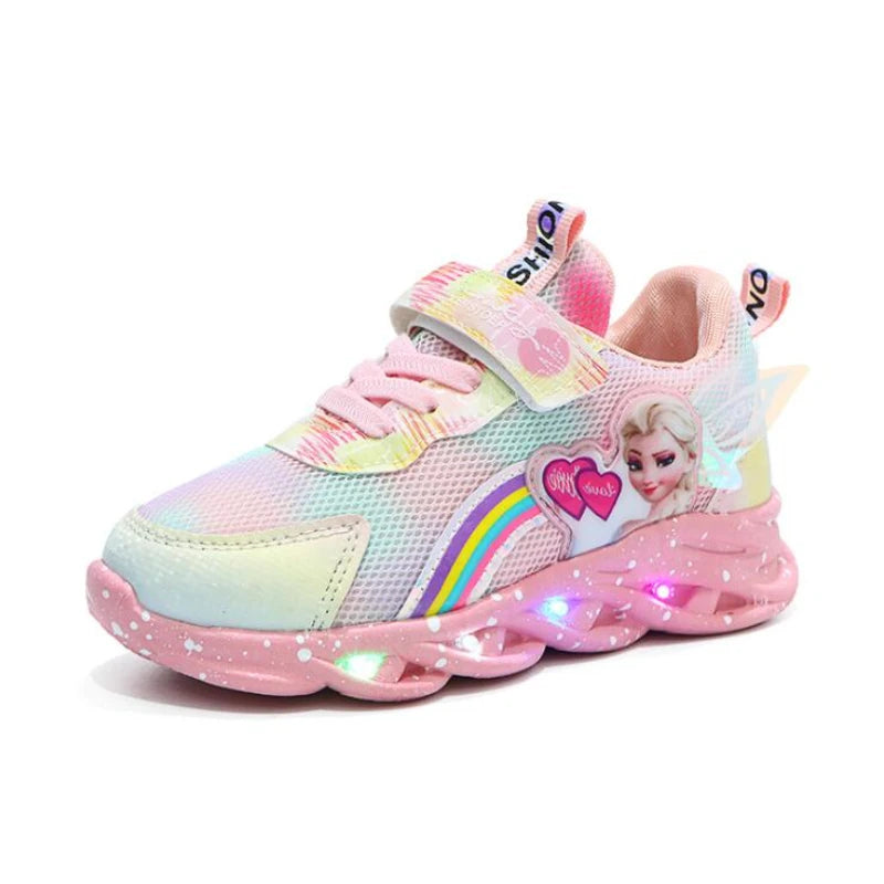 Magical Disney LED Casual Sneakers Lighted Elsa Princess Print For Girls - ToylandEU