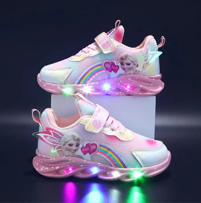 Magical Disney LED Casual Sneakers Lighted Elsa Princess Print For Girls - ToylandEU