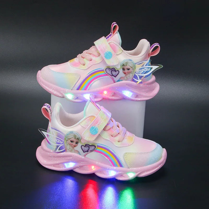 Magical Disney LED Casual Sneakers Lighted Elsa Princess Print For Girls - ToylandEU
