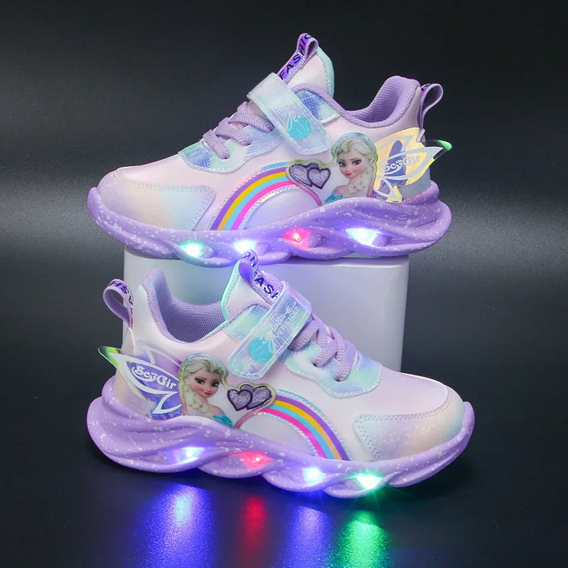 Magical Disney LED Casual Sneakers Lighted Elsa Princess Print For Girls - ToylandEU