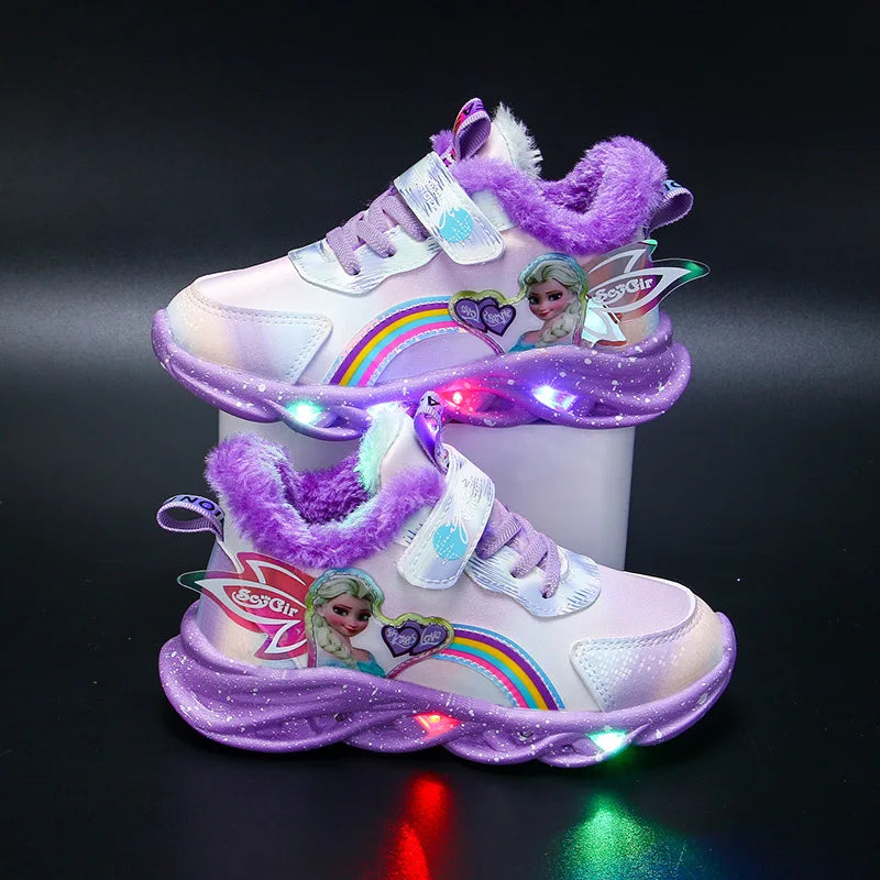 Magical Disney LED Casual Sneakers Lighted Elsa Princess Print For Girls - ToylandEU