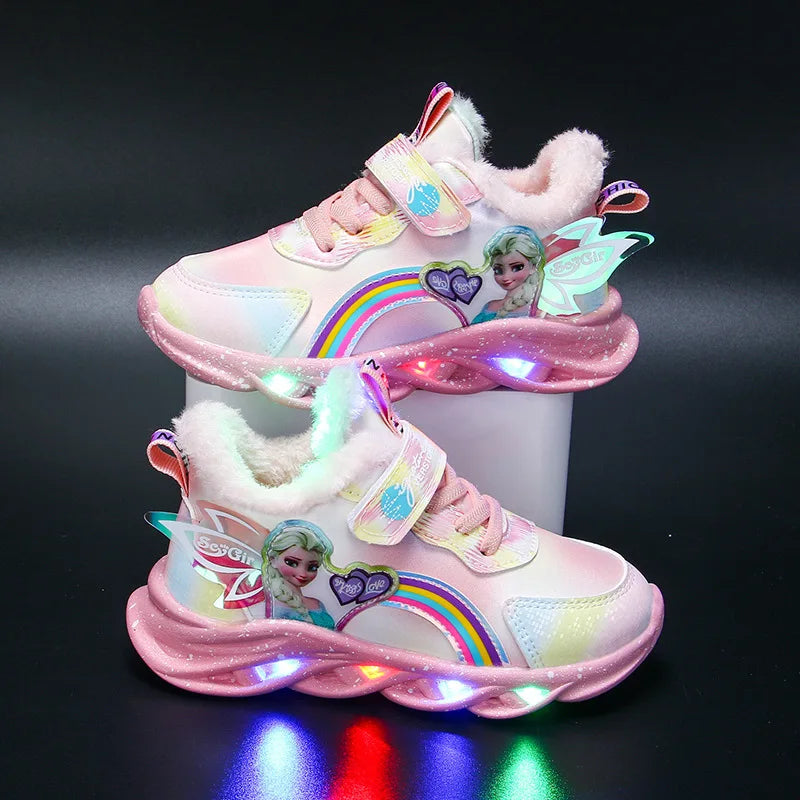 Magical Disney LED Casual Sneakers Lighted Elsa Princess Print For Girls - ToylandEU
