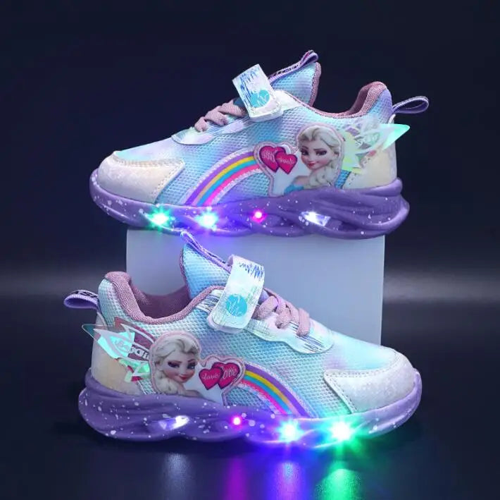 Magical Disney LED Casual Sneakers Lighted Elsa Princess Print For Girls - ToylandEU