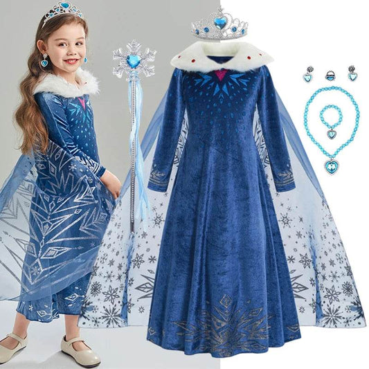Magical Elsa Dress Costume For Girls Snow Queen Lace Up - ToylandEU