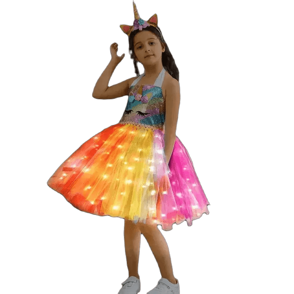 Magical LED Unicorn Princess Dress with Sequins - Kids Costume Delight! -  ToylandEU™