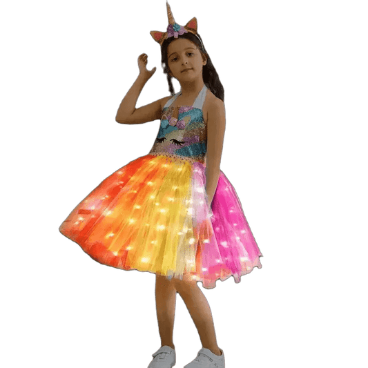  Magical LED Unicorn Princess Dress with Sequins - Kids Costume Delight! -  ToylandEU™