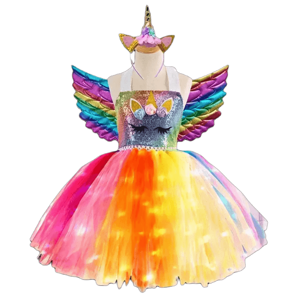  Magical LED Unicorn Princess Dress with Sequins - Kids Costume Delight! -  ToylandEU™