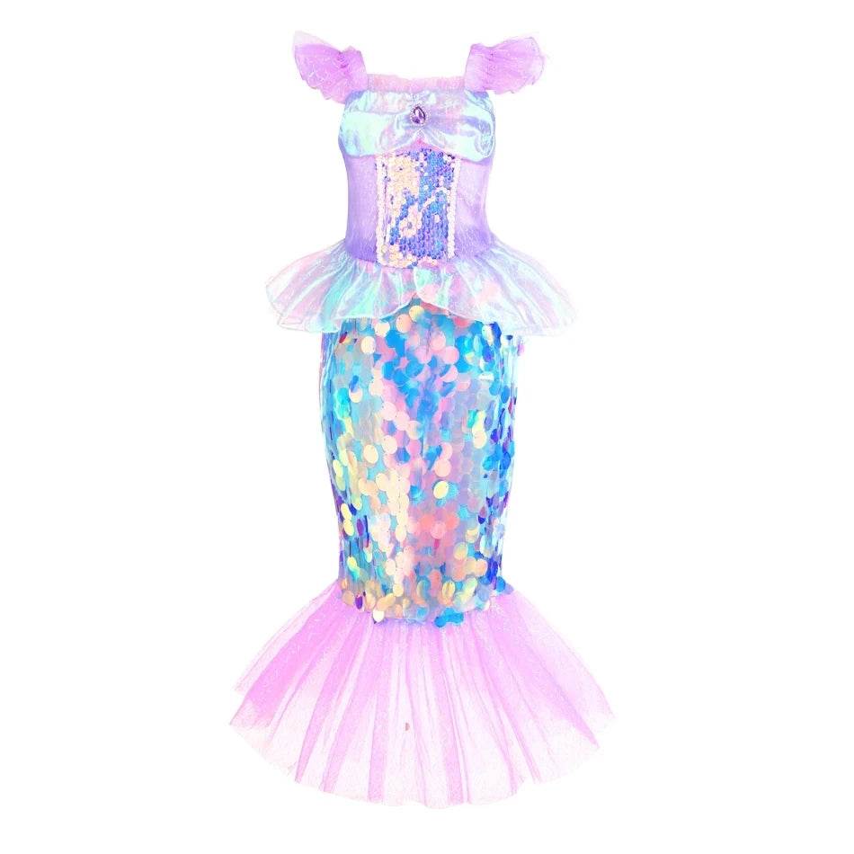 Magical Mermaid Dress For Girls Ages 2 To 10 With Appliques - ToylandEU