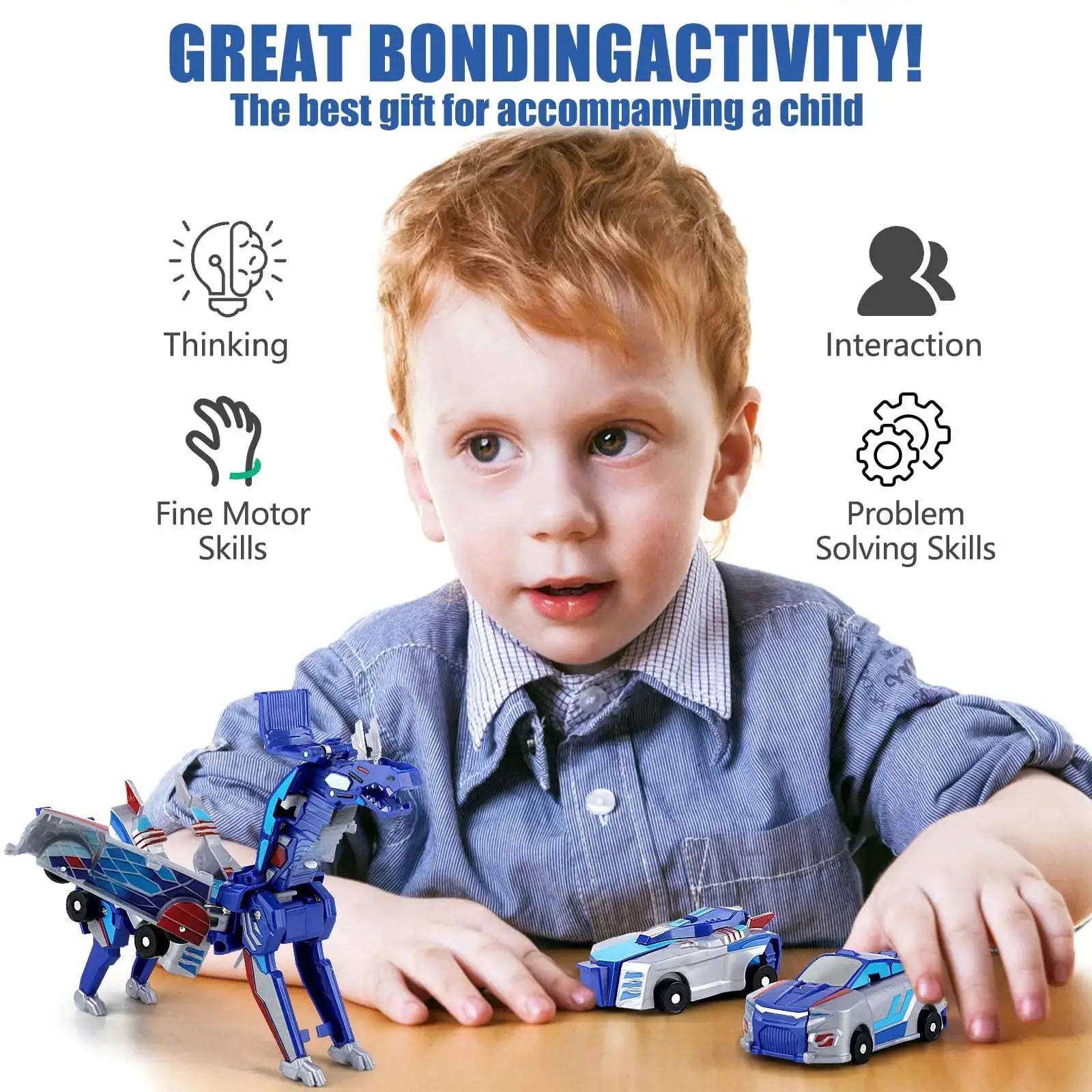 Magnetic 2-In-1 Transforming Car Toy With Unicorn And Dinosaur - ToylandEU