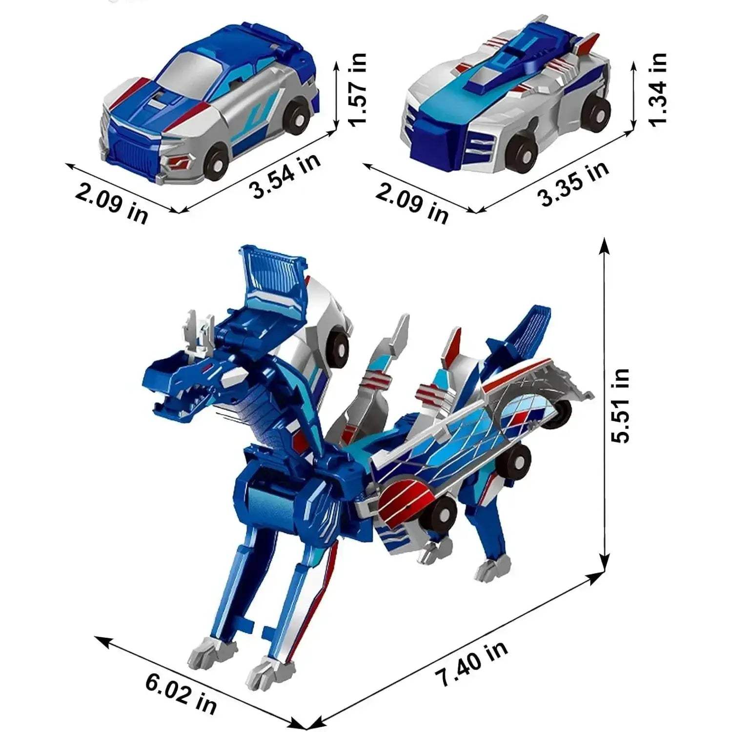 Magnetic 2-In-1 Transforming Car Toy With Unicorn And Dinosaur - ToylandEU