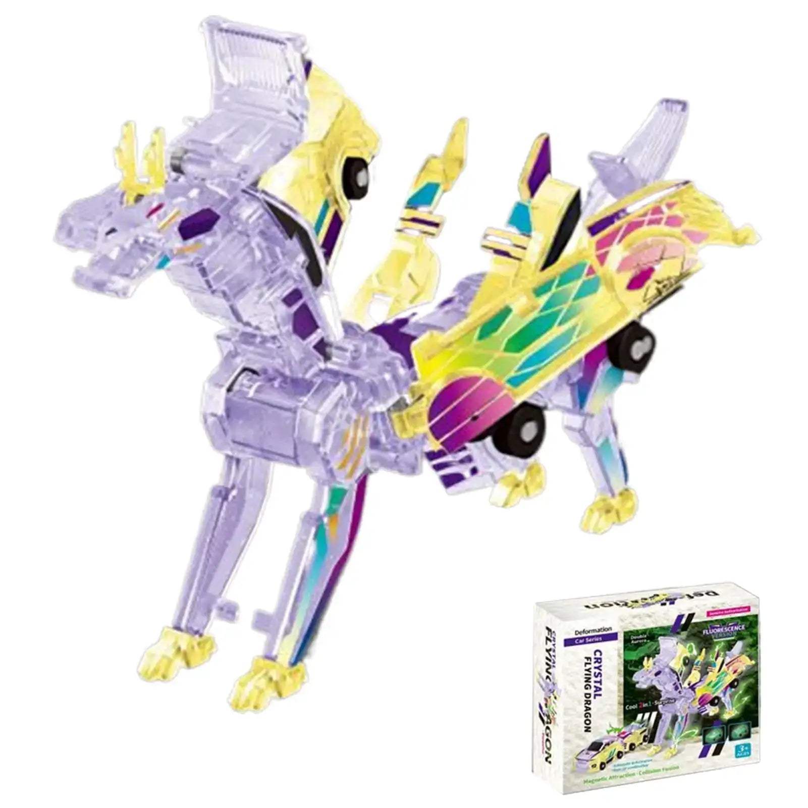Magnetic 2-In-1 Transforming Car Toy With Unicorn And Dinosaur - ToylandEU