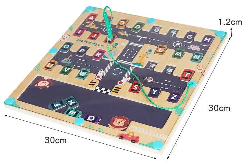 Children Magnetic English Letters Find Car Parking Maze Learning Education Toys Color Matching Montessori Wooden Toys - ToylandEU