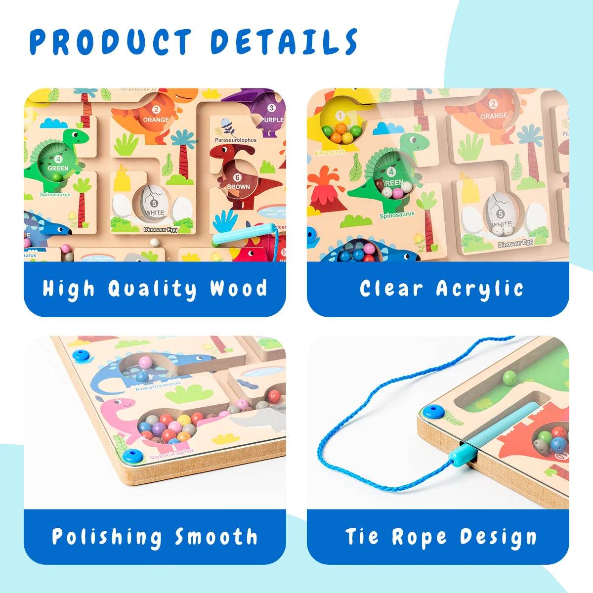 Magnetic Alphabet Maze Board with Magnetic Pen Fun Dot Art Magnetic Bead Drawing Board Montessori Educational Toys - ToylandEU