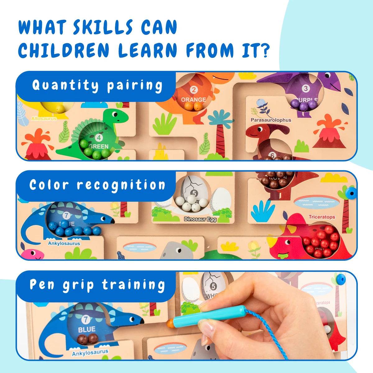 Magnetic Alphabet Maze Board with Magnetic Pen Fun Dot Art Magnetic Bead Drawing Board Montessori Educational Toys - ToylandEU