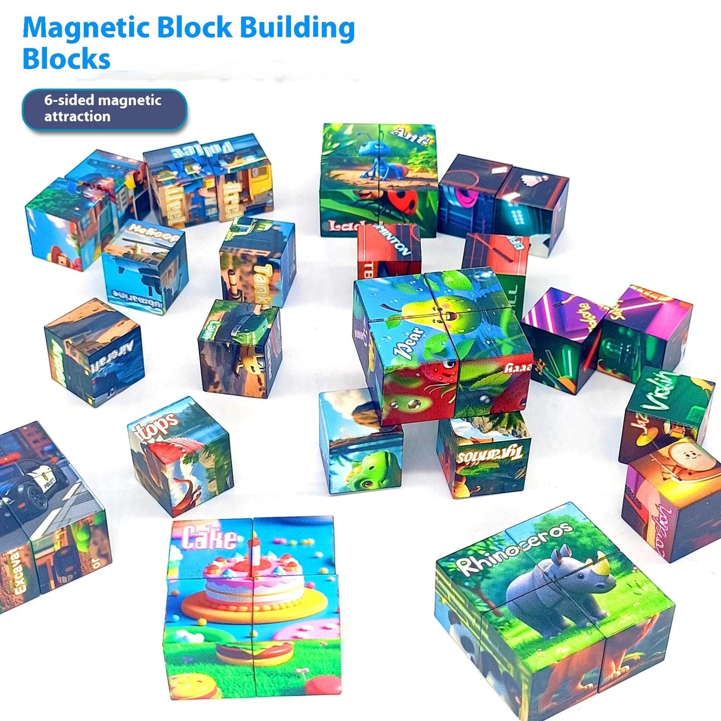  Magnetic Block Puzzle | 2Pc Or 5Pc Set | Toylandeu™ 