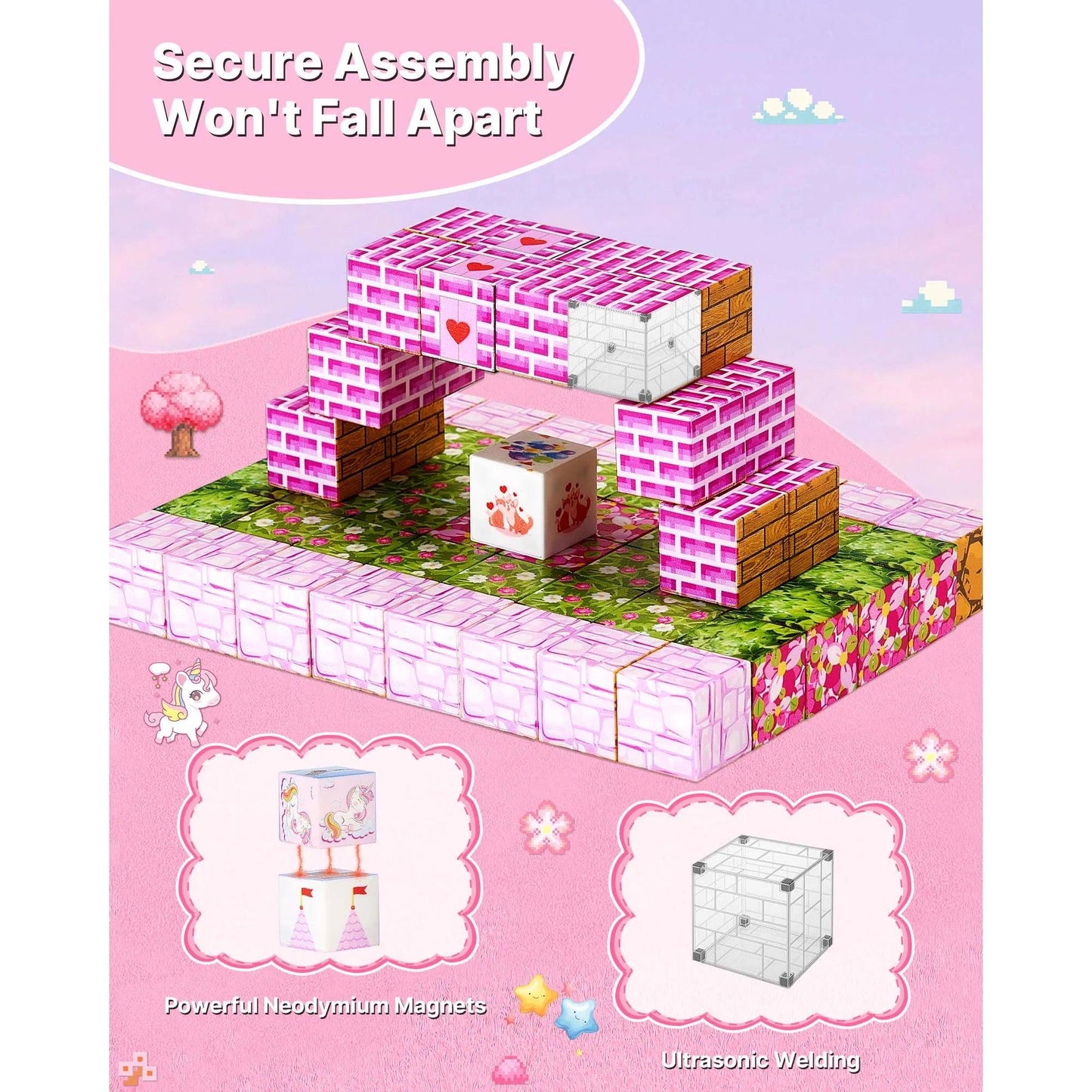 Magnetic Blocks | 100 Pieces | Princess Castle Set | STEM Montessori Toy