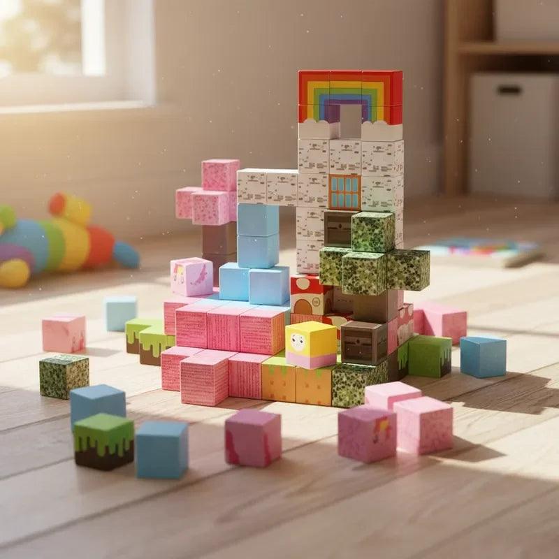  Magnetic Building Blocks 100 Piece Rainbow Toylandeu 