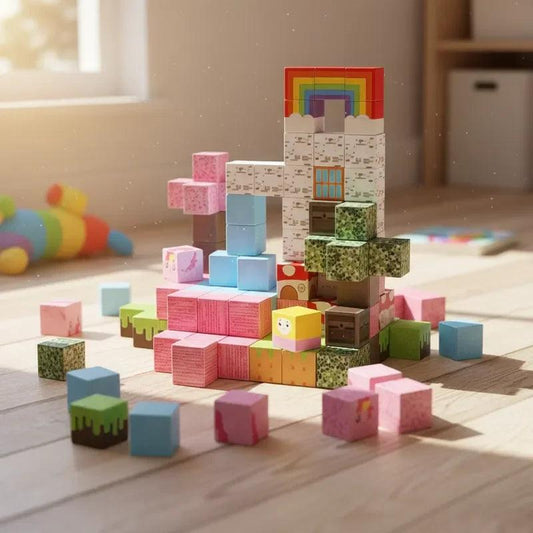  Magnetic Building Blocks 100 Piece Rainbow Toylandeu 