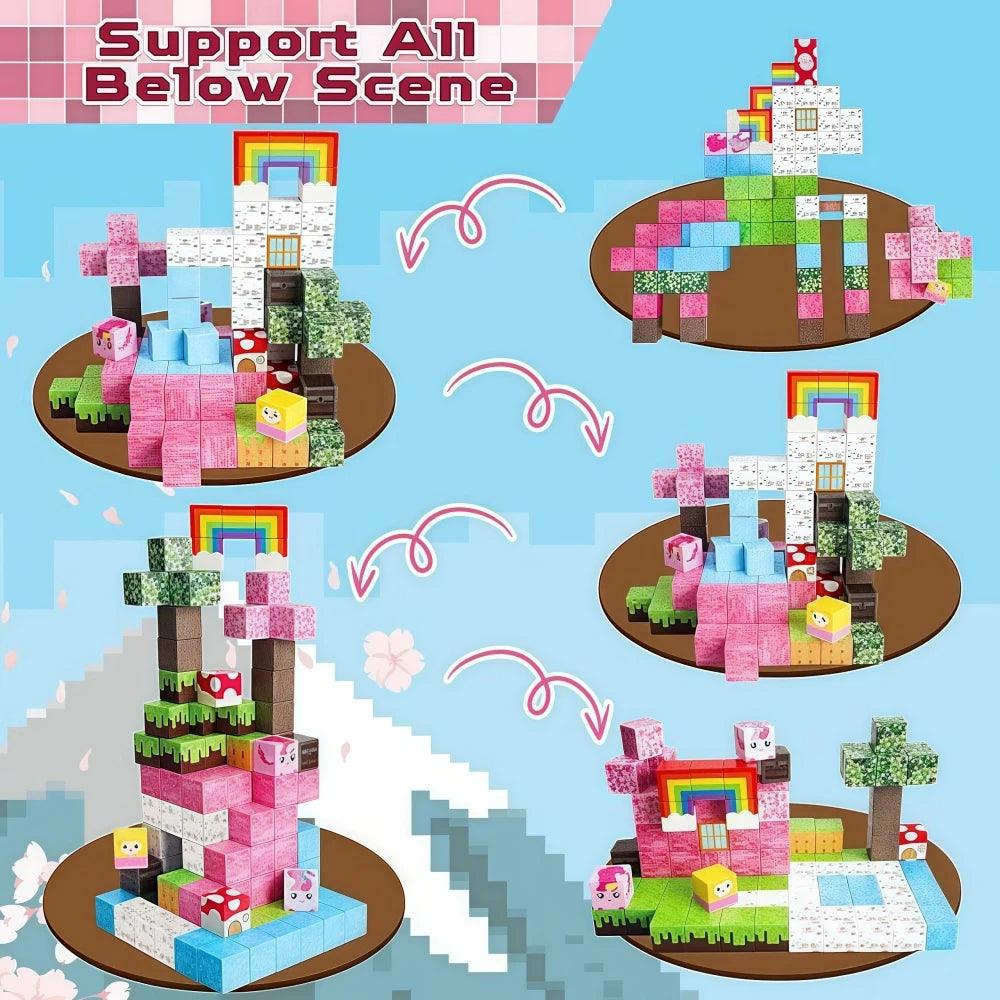  Magnetic Building Blocks 100 Piece Rainbow Toylandeu 