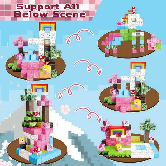  Magnetic Building Blocks 100 Piece Rainbow Toylandeu 