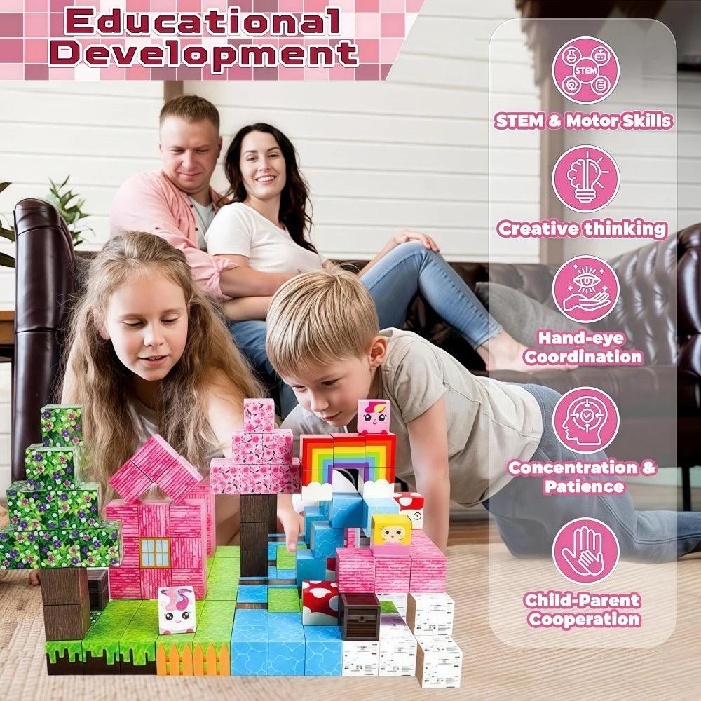  Magnetic Building Blocks 100 Piece Rainbow Toylandeu 