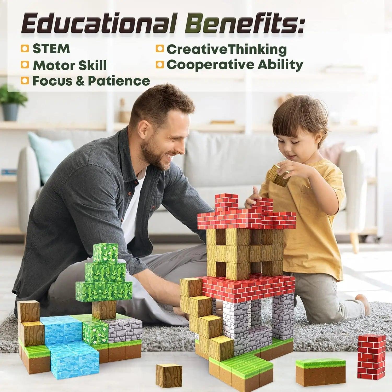 Magnetic Building Blocks | 100 Piece Set | Toylandeu™ 