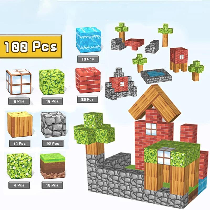  Magnetic Building Blocks | 100 Piece Set | Toylandeu™ 