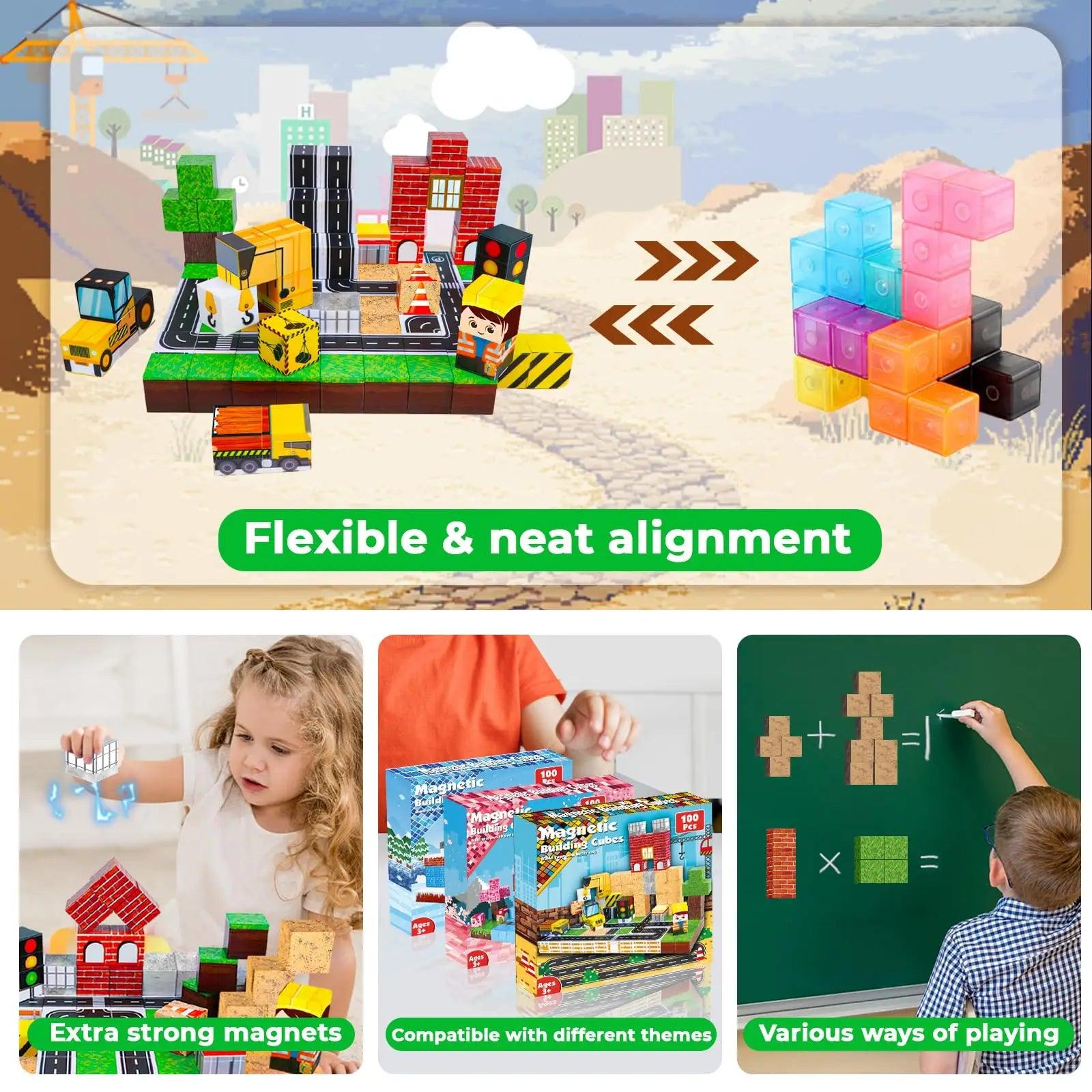  Magnetic Building Blocks | 100 Pieces Set | Toylandeu™ 