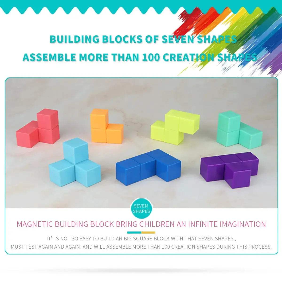 Magnetic Building Blocks Educational Toy For Kids 7 Pieces - ToylandEU