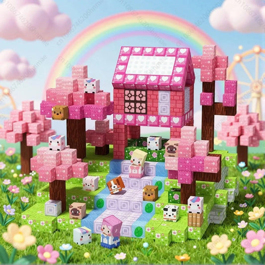  Magnetic Building Blocks Pink Blossom | Toylandeu™ 