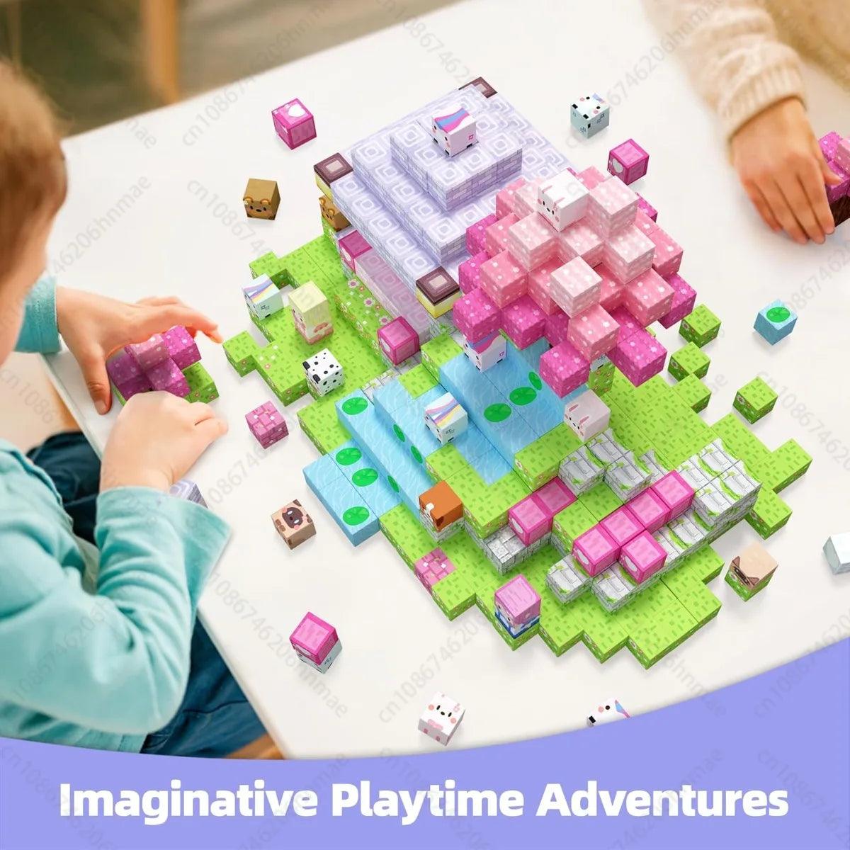  Magnetic Building Blocks Pink Blossom | Toylandeu™ 