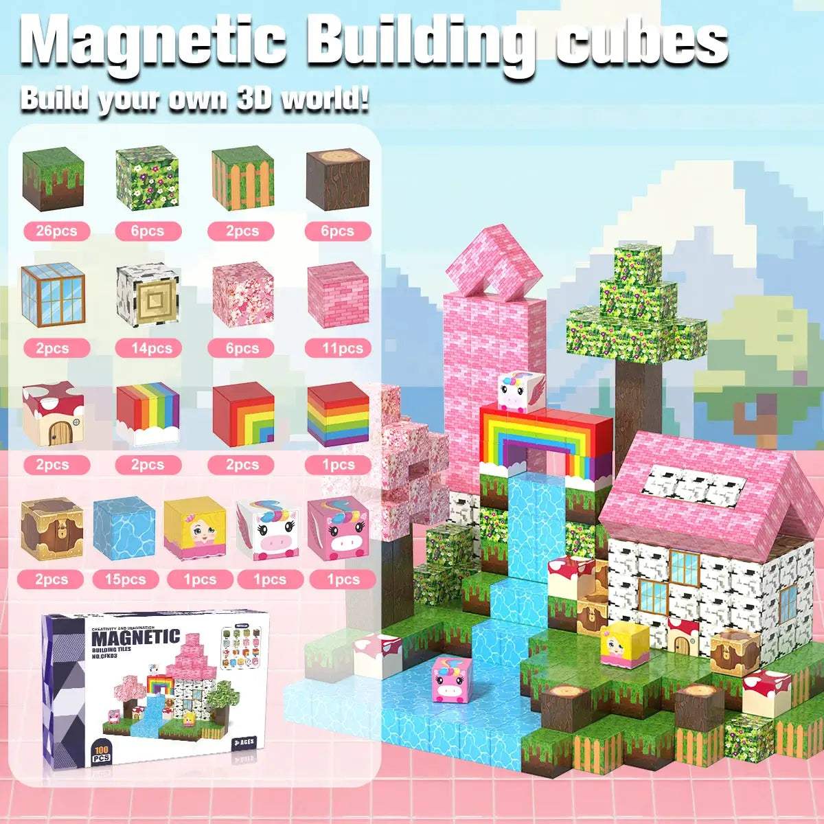  Magnetic Building Blocks Rainbow Stem Educational Toy -  ToylandEU™