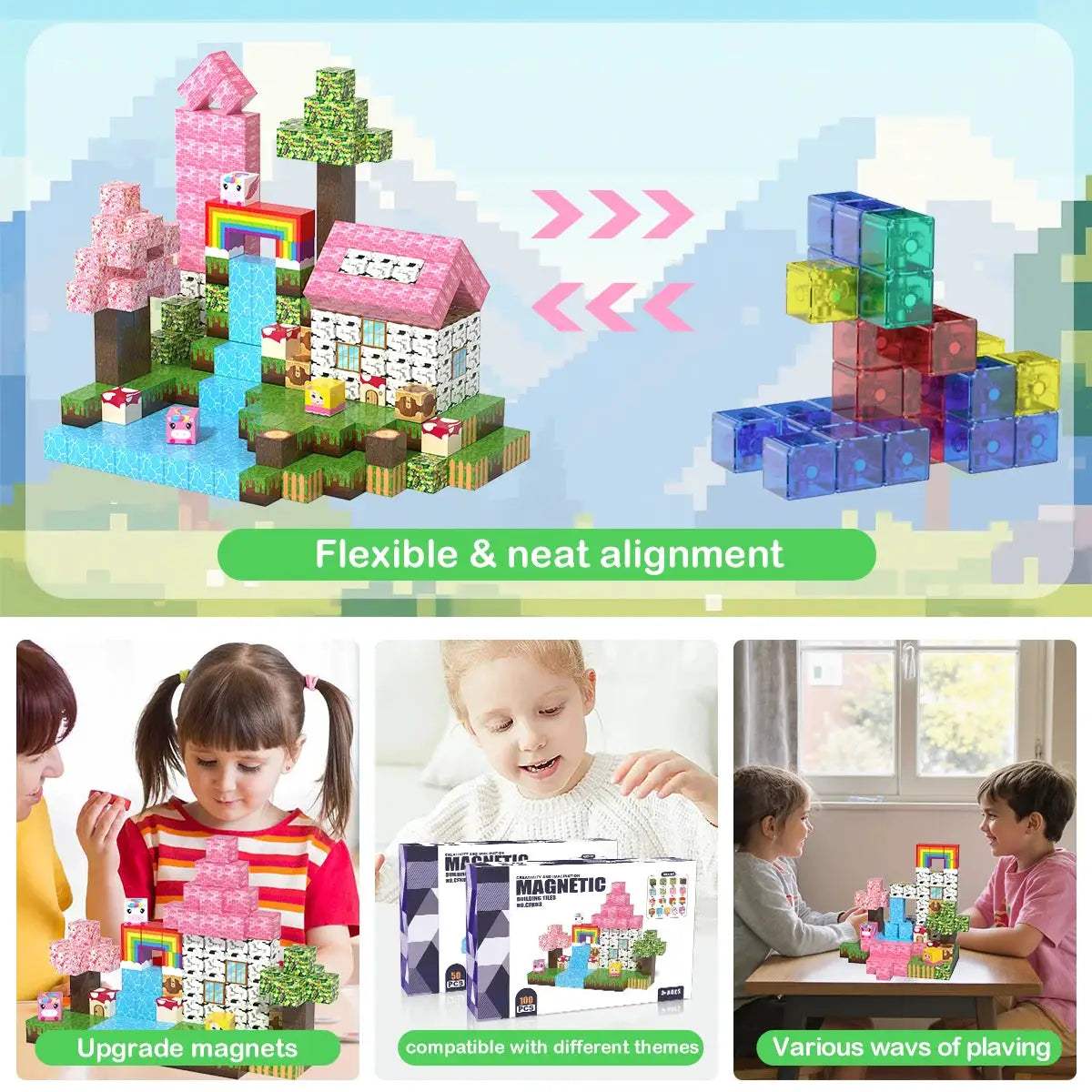  Magnetic Building Blocks Rainbow Stem Educational Toy -  ToylandEU™
