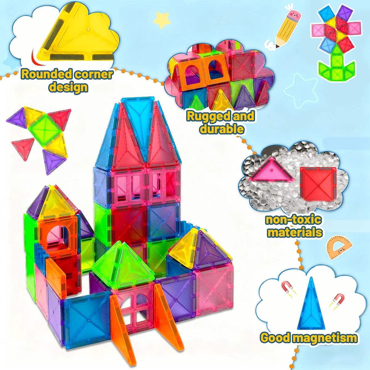 Magnetic Building Blocks | STEM Montessori | Toylandeu™