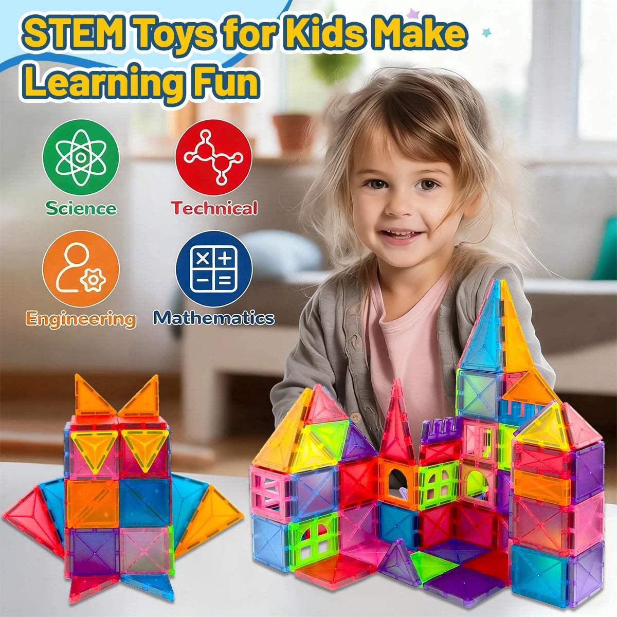 Magnetic Building Blocks | STEM Montessori | Toylandeu™