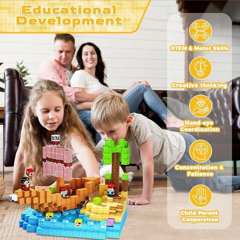 Magnetic Building Blocks STEM Set For Creative Mini World Builds - ToylandEU