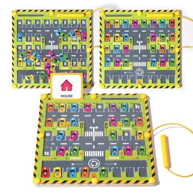 Magnetic Car Alphabet Maze Montessori Toys ABC Cognition Early Education Toys Preschool Word Learning Fine Motor Toys for Kids - ToylandEU