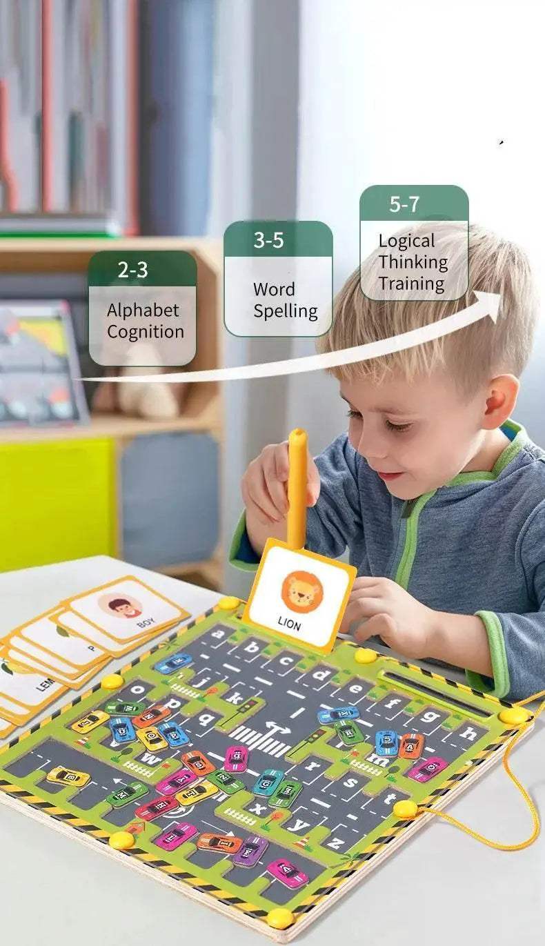 Magnetic Car Alphabet Maze Montessori Toys ABC Cognition Early Education Toys Preschool Word Learning Fine Motor Toys for Kids - ToylandEU