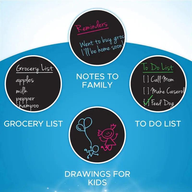  Magnetic Chalkboard Set Neon Markers Erasable -  ToylandEU™