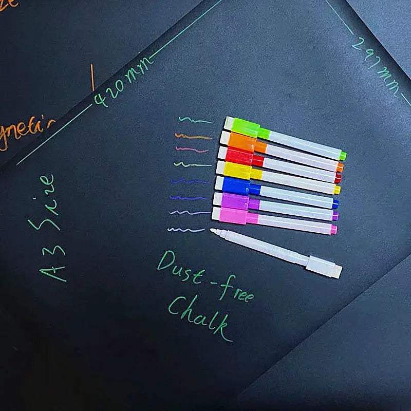 A3 Magnetic Blackboard with 8 Liquid Neon Chalk Markers Erasable Fridge Chalkboard Sticker Lists Board - ToylandEU