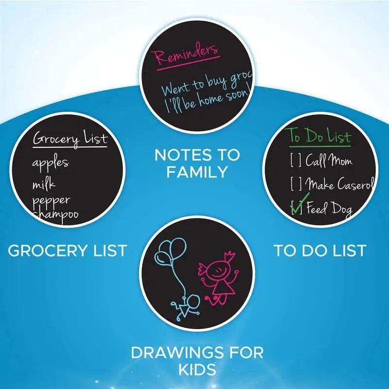 A3 Magnetic Blackboard with 8 Liquid Neon Chalk Markers Erasable Fridge Chalkboard Sticker Lists Board - ToylandEU