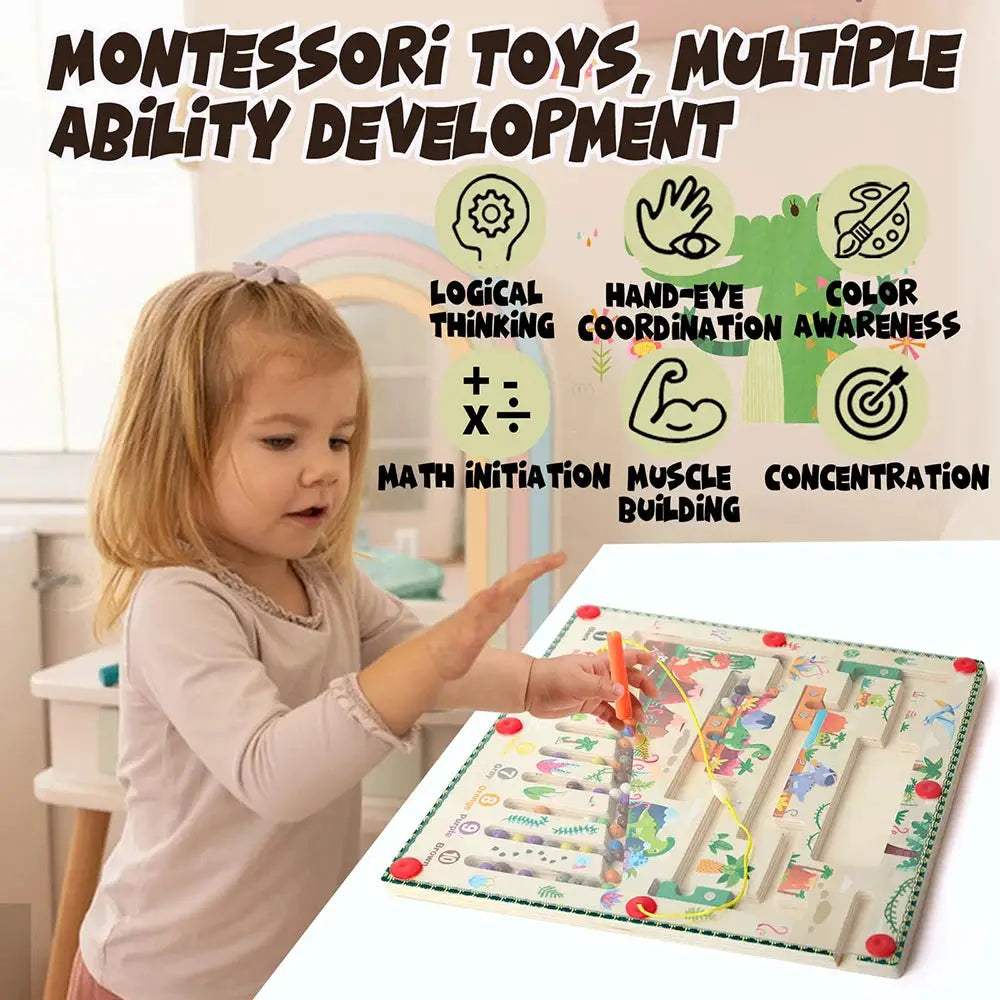 Magnetic Color Number Maze Montessori Wooden Puzzle For Toddlers - ToylandEU
