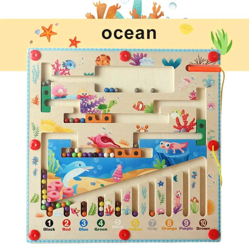 Magnetic Color Number Maze Montessori Wooden Puzzle For Toddlers - ToylandEU