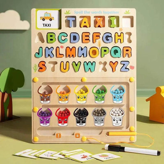  Magnetic Color Number Maze Wooden Matching Board Montessori Toy For Fine Motor Skills 55 Beads 10 Colors Travel -  ToylandEU™