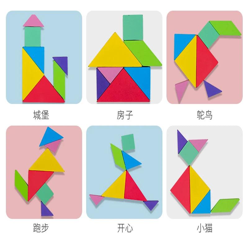 Magnetic Jigsaw Puzzle | 3D Geometric Tangram | Wooden Educational Toy