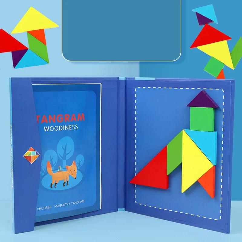 Magnetic Jigsaw Puzzle | 3D Geometric Tangram | Wooden Educational Toy