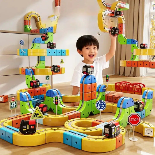 Magnetic Rail Racing Car Set For DIY Construction Tracks - ToylandEU