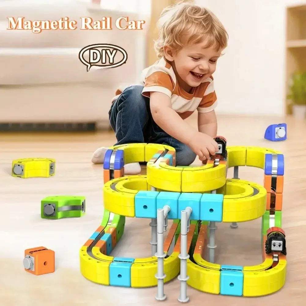 Magnetic Rail Racing Car Set For DIY Construction Tracks - ToylandEU