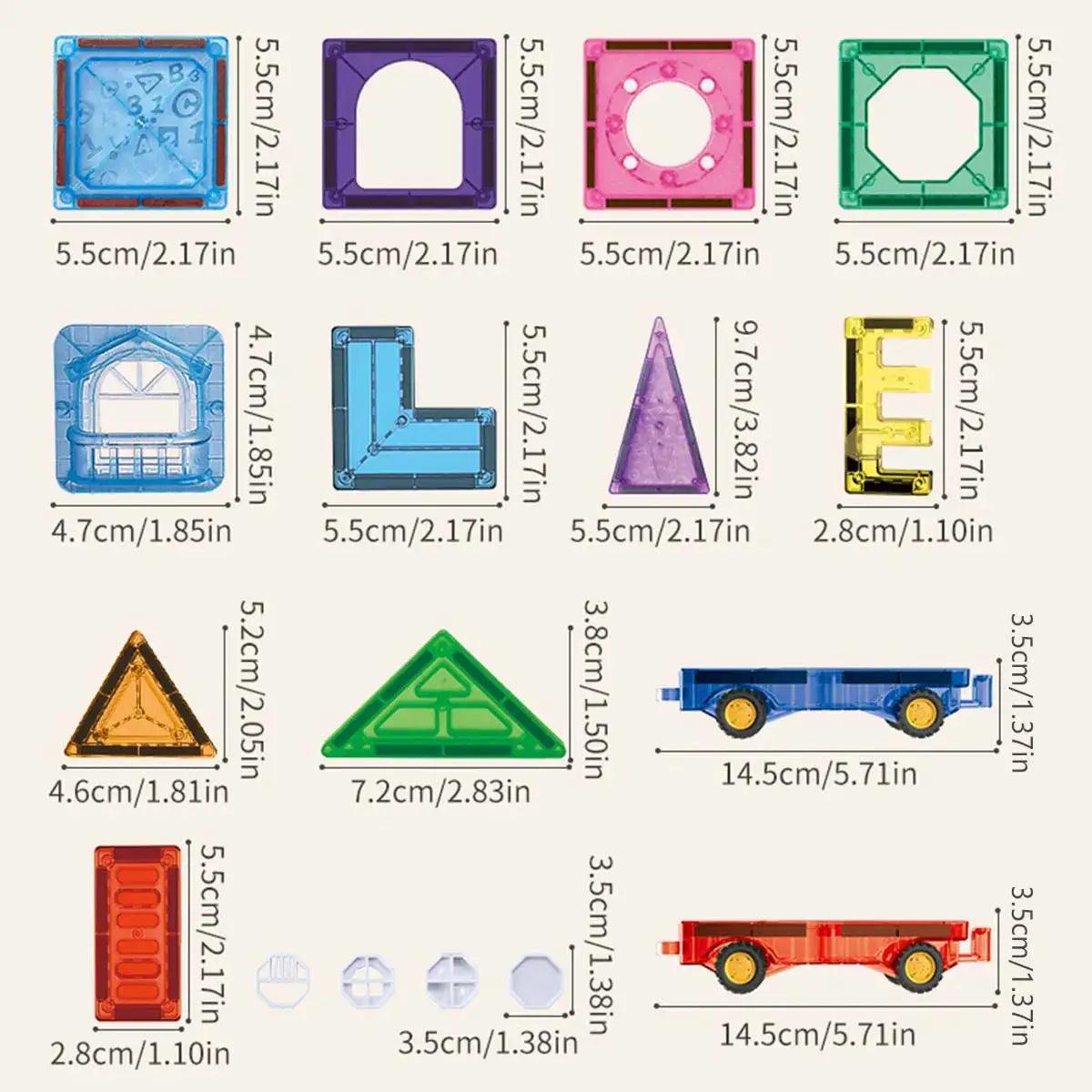  Magnetic Tiles For Kids Ages 3 To 8 Educational Blocks -  ToylandEU™